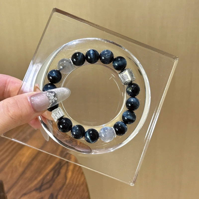Blue Tiger’s Eye & Grey Moonstone Bracelet - Overcome Indecisiveness