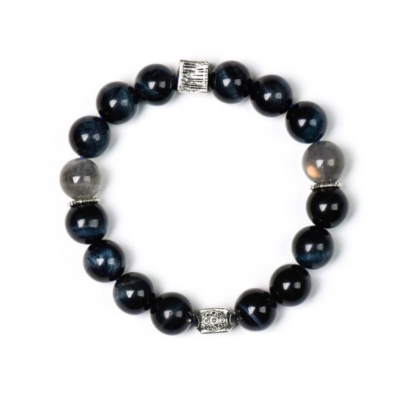 Blue Tiger’s Eye & Grey Moonstone Bracelet - Overcome Indecisiveness