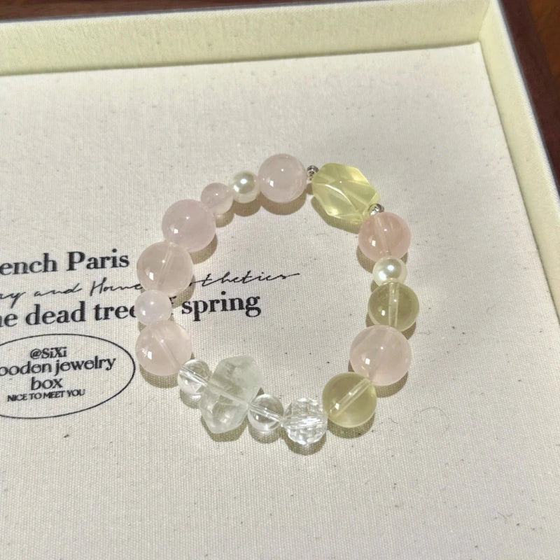 Rose Quartz‑Clear Quartz‑Citrine Bracelet - Romantic & Personal Allure
