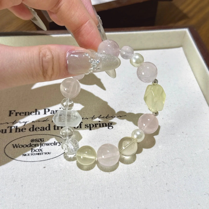 Rose Quartz‑Clear Quartz‑Citrine Bracelet - Romantic & Personal Allure