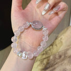 Rose Quartz Box‑Shaped & Double‑Terminated Clear Quartz Bracelet - Relationship Healing