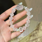 Rose Quartz Box‑Shaped & Double‑Terminated Clear Quartz Bracelet - Relationship Healing