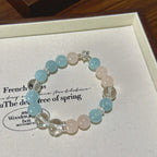 Rose Quartz‑Aquamarine‑Clear Quartz Bracelet - Smooth Social Interactions