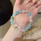 Rose Quartz‑Aquamarine‑Clear Quartz Bracelet - Smooth Social Interactions
