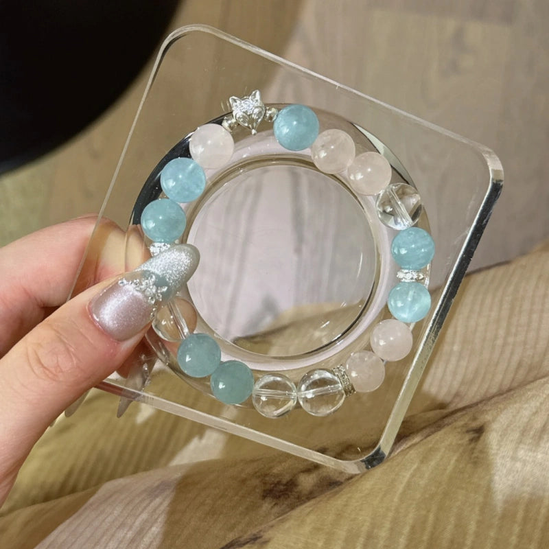 Rose Quartz‑Aquamarine‑Clear Quartz Bracelet - Smooth Social Interactions