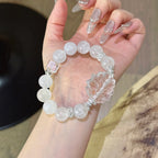 White Phantom Quartz & Clear Quartz Sugar‑Cube Nine‑Tailed Fox Bracelet