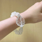 White Phantom Quartz & Clear Quartz Sugar‑Cube Nine‑Tailed Fox Bracelet