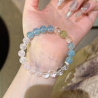 Clear Quartz, Rose Quartz, Aquamarine Bracelet - Expand Social Connections