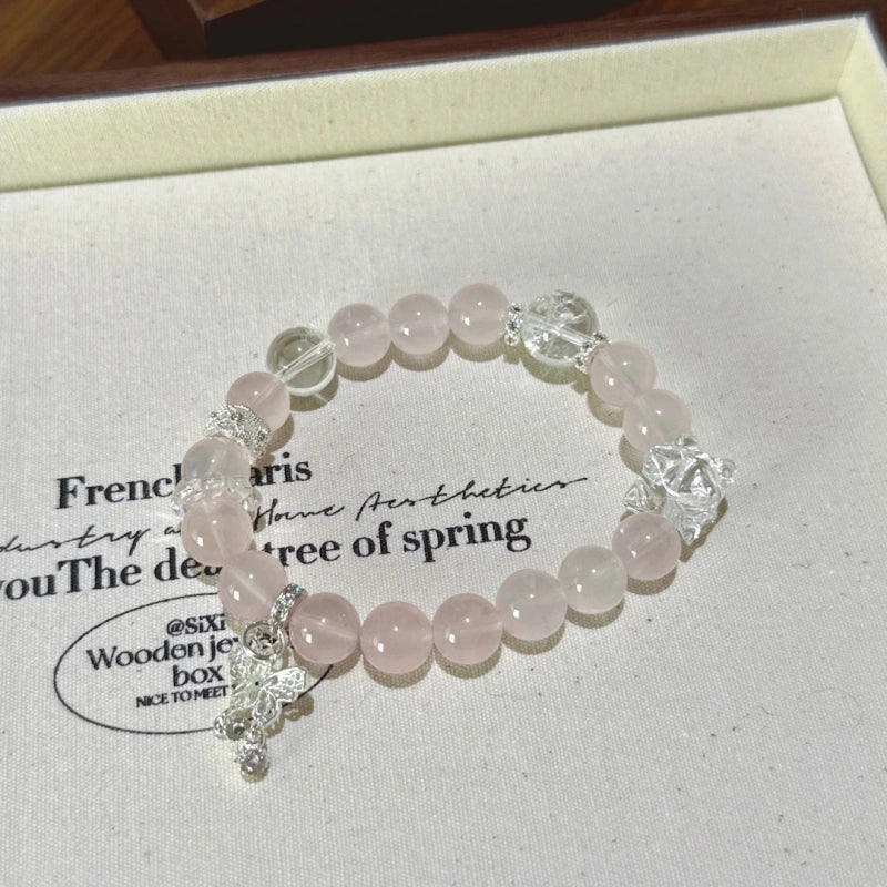 Rose Quartz, Clear Quartz & White Azeztulite Bracelet - Purify Energy Field
