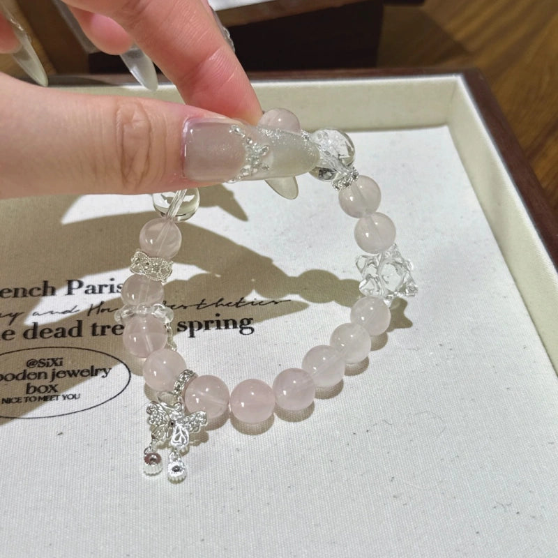 Rose Quartz, Clear Quartz & White Azeztulite Bracelet - Purify Energy Field