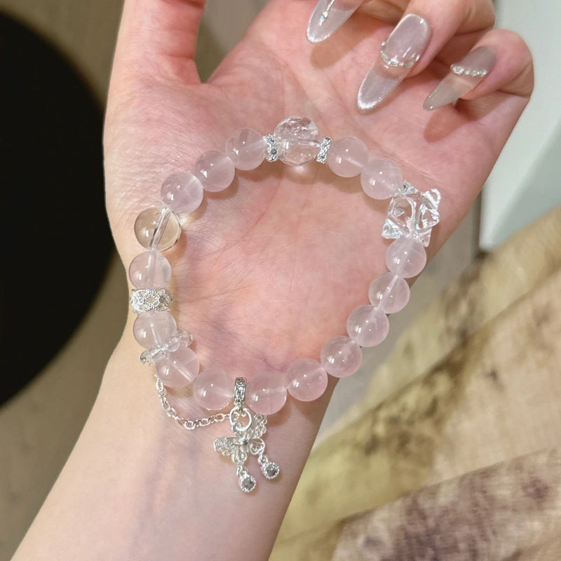 Rose Quartz, Clear Quartz & White Azeztulite Bracelet - Purify Energy Field