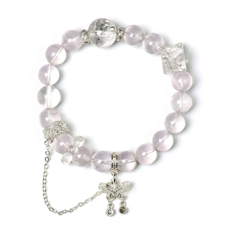 Rose Quartz, Clear Quartz & White Azeztulite Bracelet - Purify Energy Field