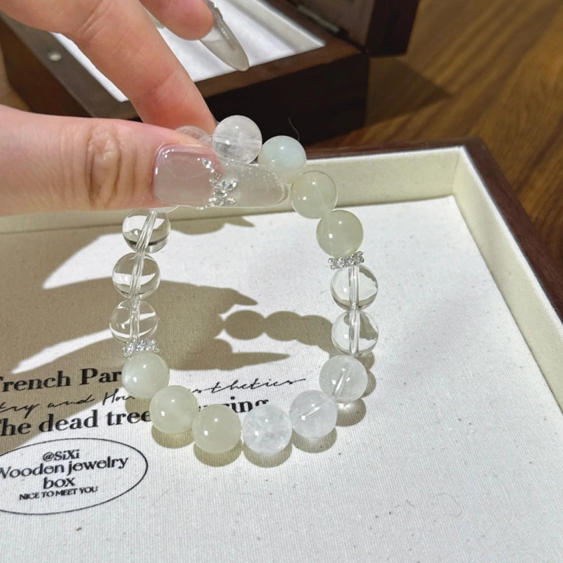 White Moonstone Clear Quartz & White Phantom Bracelet - Harmonize Energy Field