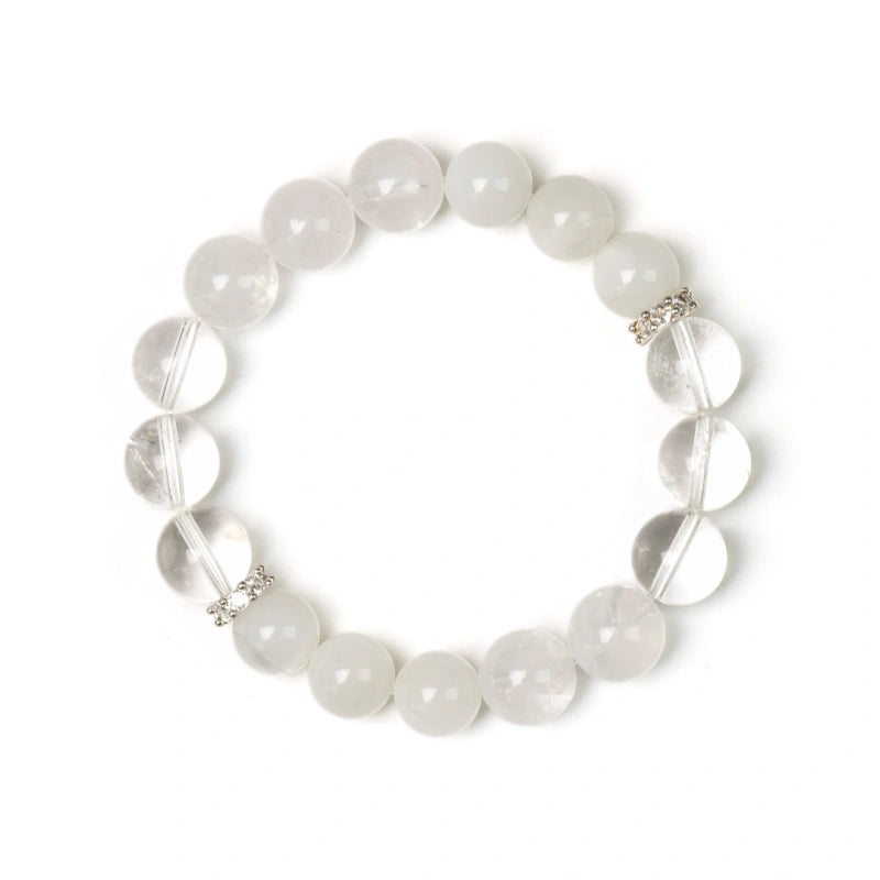 White Moonstone Clear Quartz & White Phantom Bracelet - Harmonize Energy Field