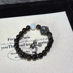 Gold Obsidian & Silver Obsidian Cat‑Paw Bracelet - Attract Positive Fortune