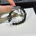Gold Obsidian & Silver Obsidian Cat‑Paw Bracelet - Attract Positive Fortune