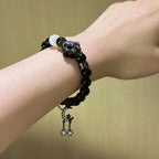 Gold Obsidian & Silver Obsidian Cat‑Paw Bracelet - Attract Positive Fortune