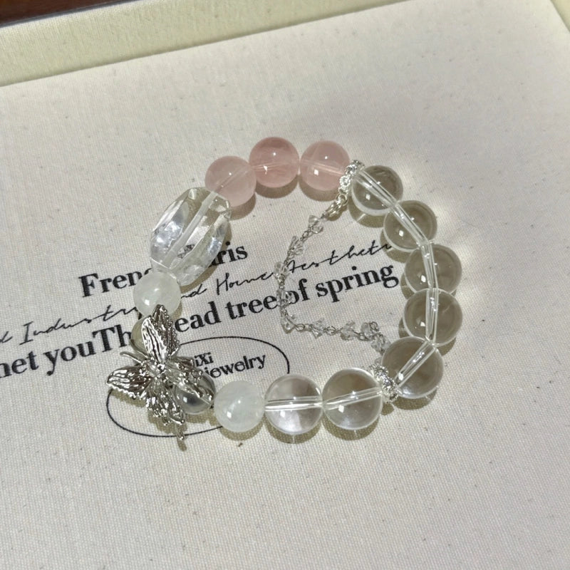 Rose Quartz, Clear Quartz & White Phantom Bracelet - Relieve Stress