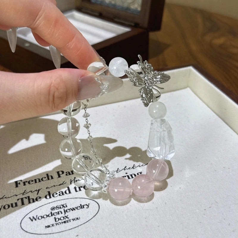 Rose Quartz, Clear Quartz & White Phantom Bracelet - Relieve Stress