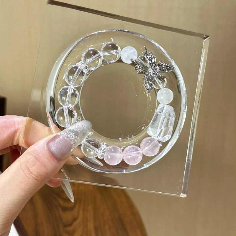 Rose Quartz, Clear Quartz & White Phantom Bracelet - Relieve Stress