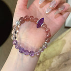 Amethyst‑Strawberry Quartz‑Clear Quartz Bracelet - Support Restful Sleep
