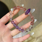 Amethyst‑Strawberry Quartz‑Clear Quartz Bracelet - Support Restful Sleep