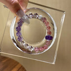 Amethyst‑Strawberry Quartz‑Clear Quartz Bracelet - Support Restful Sleep