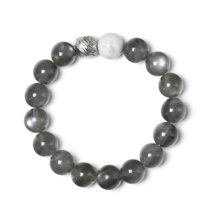 Milk‑Tea Moonstone & Snow Phantom Quartz Bracelet - Strengthen Rational Thinking