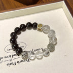 Obsidian Herkimer Diamond & Clear Quartz Bracelet - Attract Positive Vibrations