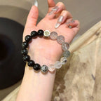 Obsidian Herkimer Diamond & Clear Quartz Bracelet - Attract Positive Vibrations