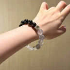 Obsidian Herkimer Diamond & Clear Quartz Bracelet - Attract Positive Vibrations