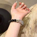Obsidian Herkimer Diamond & Clear Quartz Bracelet - Attract Positive Vibrations