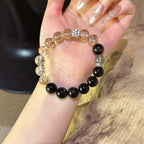Black‑Gold Rutilated Quartz & Gold Obsidian Bracelet - Business Opportunities