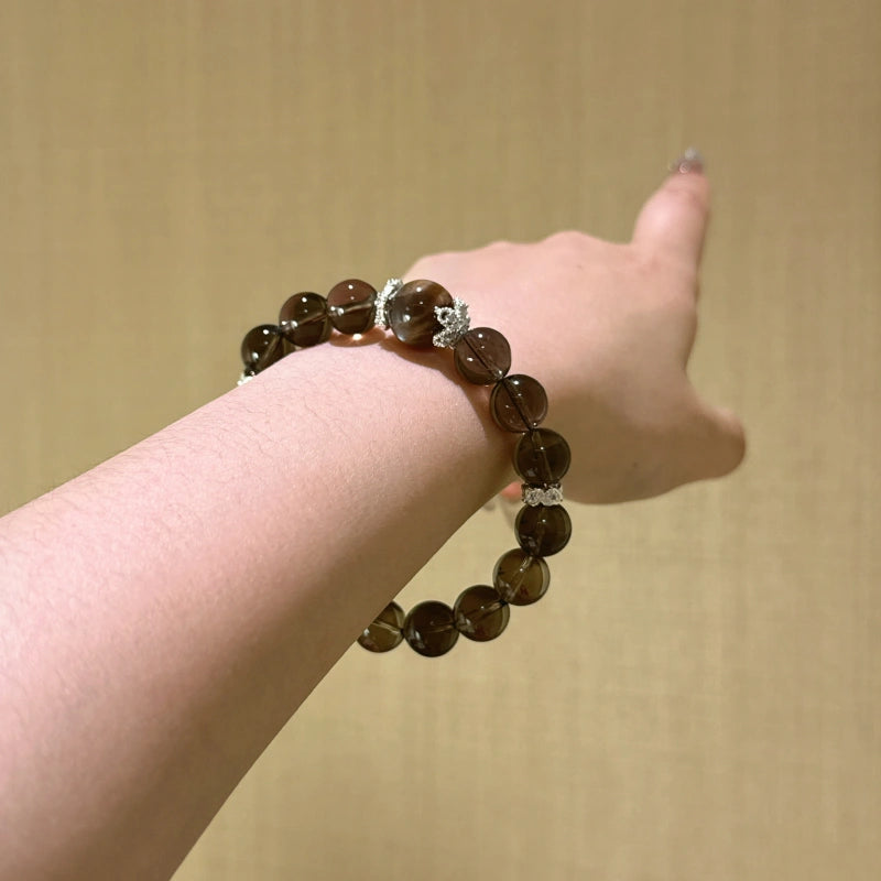 Golden Hematoid & Smoky Quartz Bracelet - Attract Positive Protection