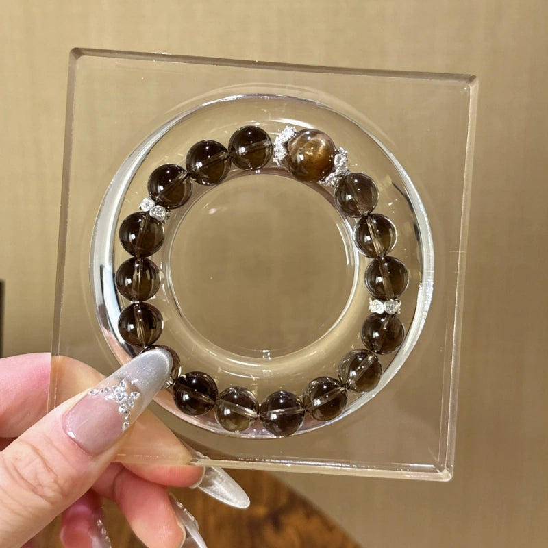 Golden Hematoid & Smoky Quartz Bracelet - Attract Positive Protection