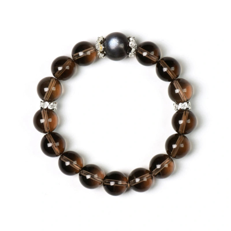 Golden Hematoid & Smoky Quartz Bracelet - Attract Positive Protection