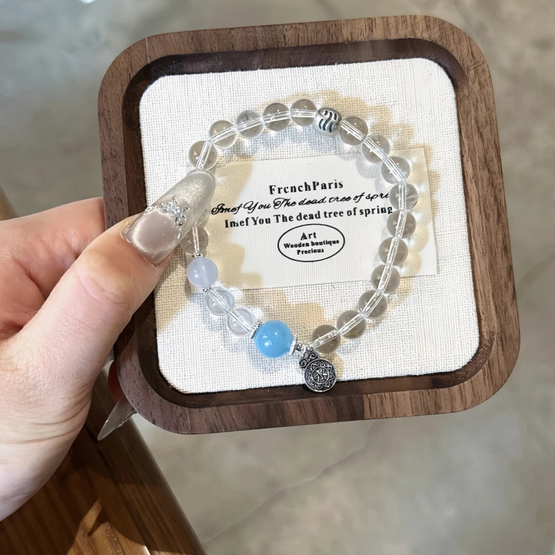Clear Quartz with Aquamarine Bracelet - Water Element, Clean Energy