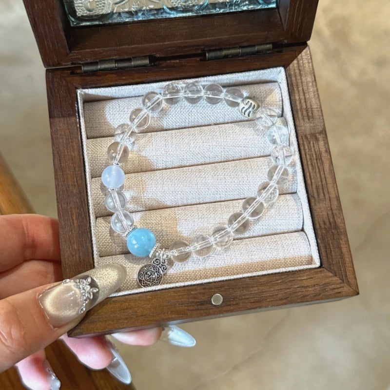 Clear Quartz with Aquamarine Bracelet - Water Element, Clean Energy
