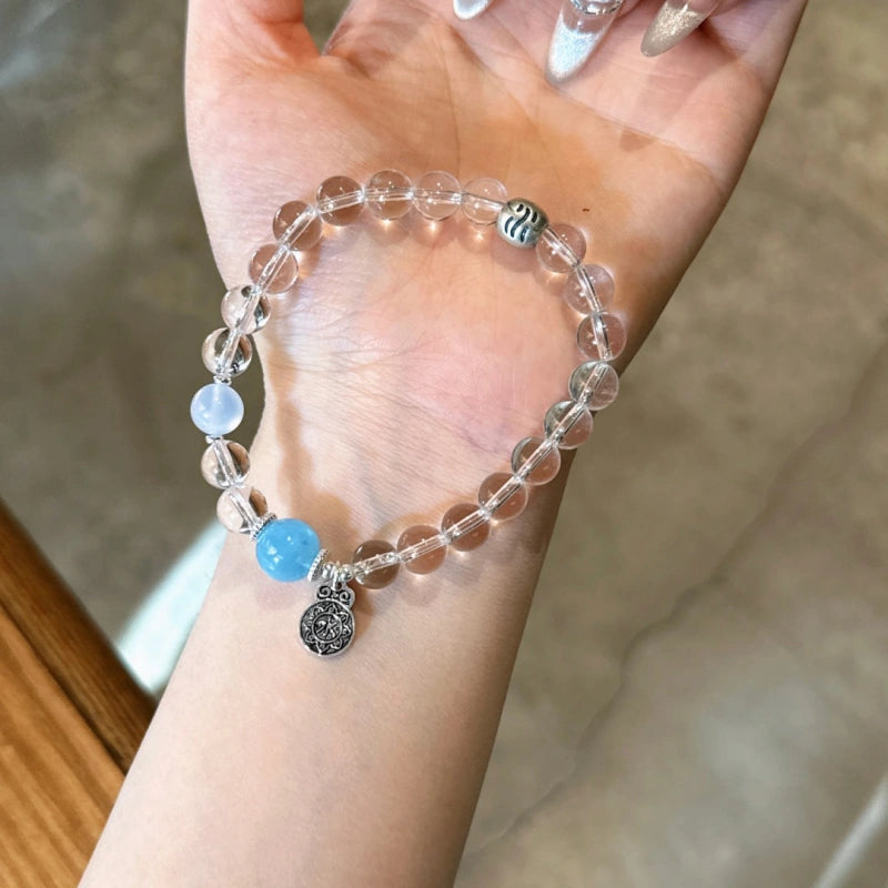 Clear Quartz with Aquamarine Bracelet - Water Element, Clean Energy