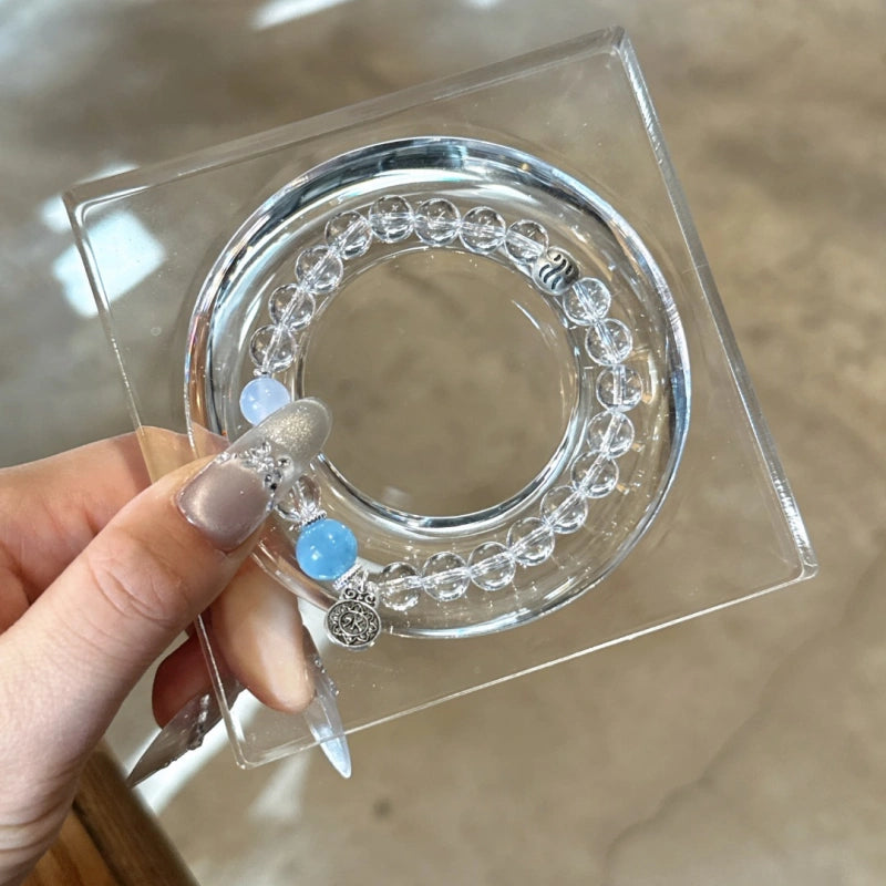 Clear Quartz with Aquamarine Bracelet - Water Element, Clean Energy
