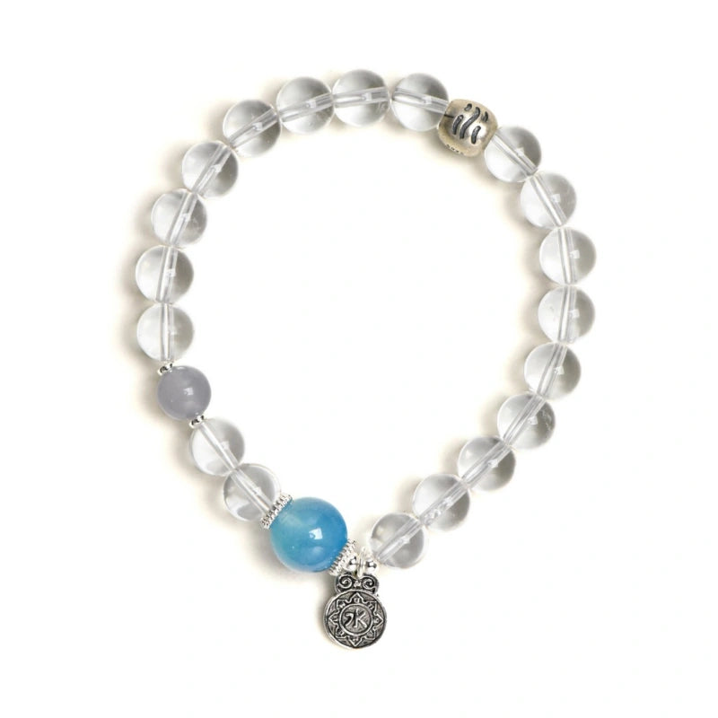 Clear Quartz with Aquamarine Bracelet - Water Element, Clean Energy