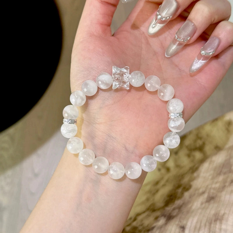 Pink Snow Phantom Quartz & Clear Quartz Merkaba Bracelet - Amplify Energy