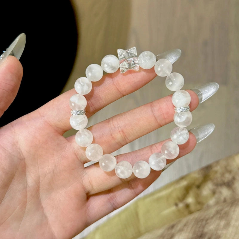Pink Snow Phantom Quartz & Clear Quartz Merkaba Bracelet - Amplify Energy