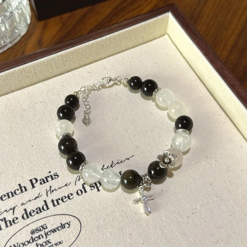 Gold Obsidian & Blue Moonstone Bracelet - Strengthen Personal Aura