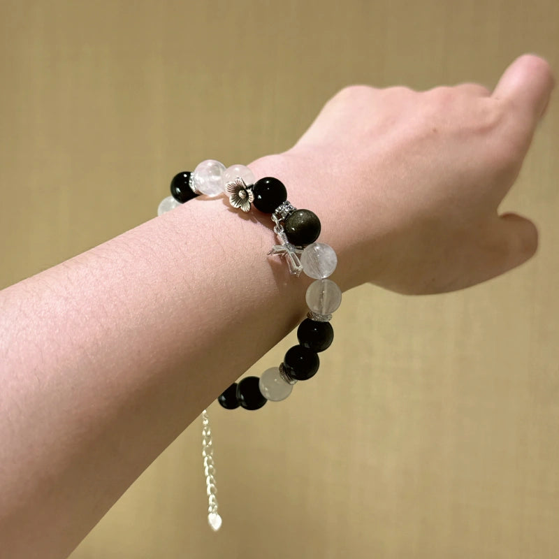 Gold Obsidian & Blue Moonstone Bracelet - Strengthen Personal Aura
