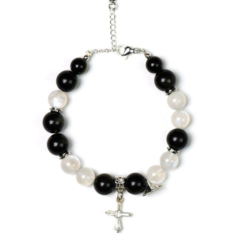 Gold Obsidian & Blue Moonstone Bracelet - Strengthen Personal Aura