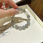 Grey Moonstone & White Phantom Quartz Bracelet - Emotional Healing