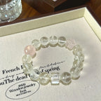 Clear Quartz & Rose Quartz Cube Bracelet - Expand Social Connections