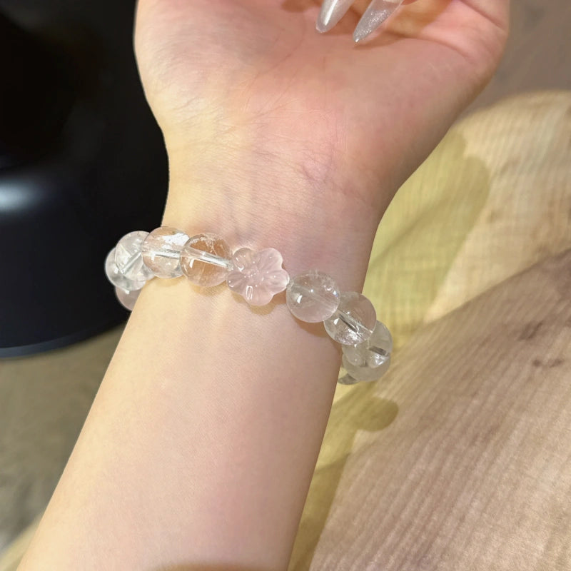 Clear Quartz & Rose Quartz Cube Bracelet - Expand Social Connections