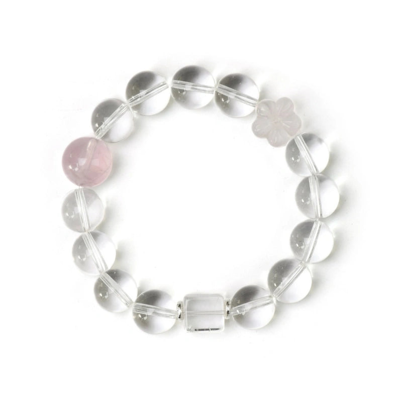 Clear Quartz & Rose Quartz Cube Bracelet - Expand Social Connections